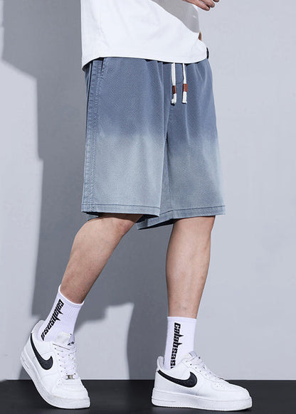 Cool Blue Gradient Color Pockets Denim Men Shorts Summer YL015