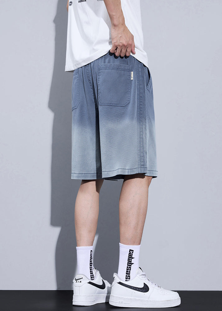 Cool Blue Gradient Color Pockets Denim Men Shorts Summer YL015