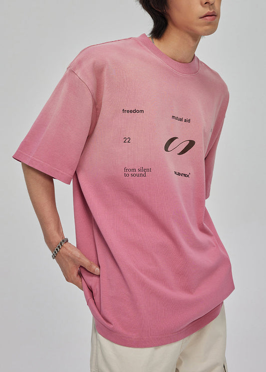 Cooles T-Shirt mit Rundhalsausschnitt und Farbverlauf in Rosa, Baumwolle, für Herren, Freizeitkleidung, Sommer WA003