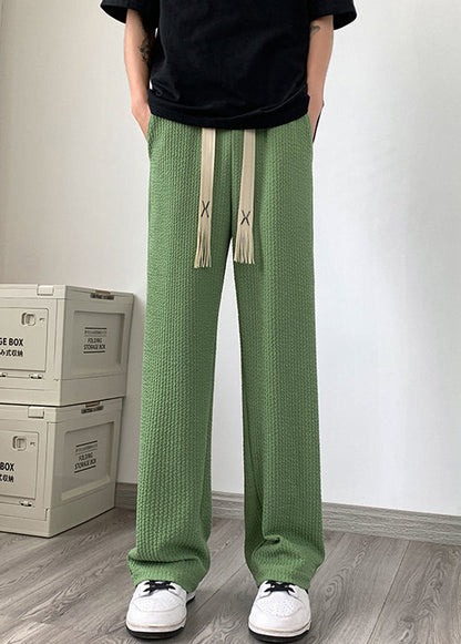 Apparel Cotton Oversized Wrinkled Cool Grass Green Pants Men