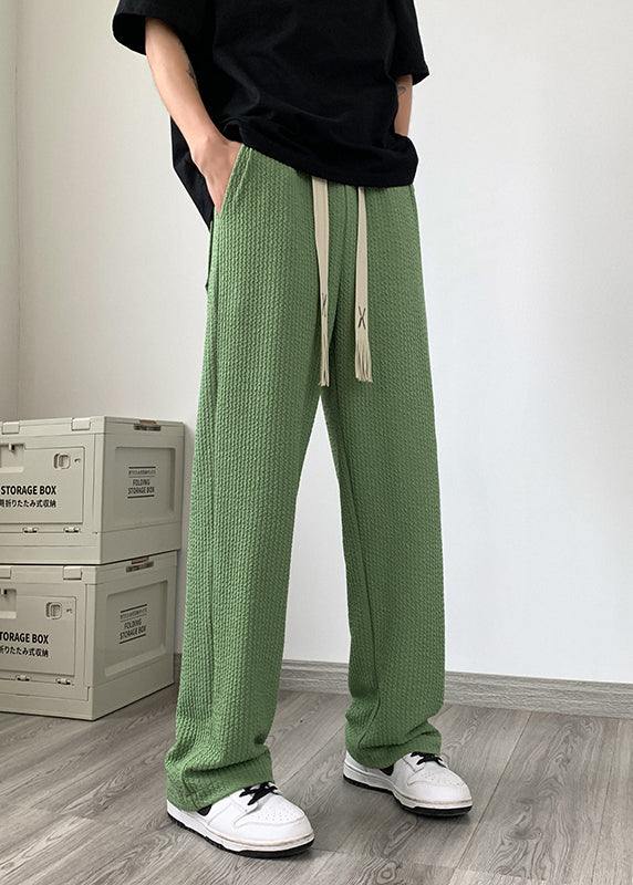 Apparel Cotton Oversized Wrinkled Cool Grass Green Pants Men