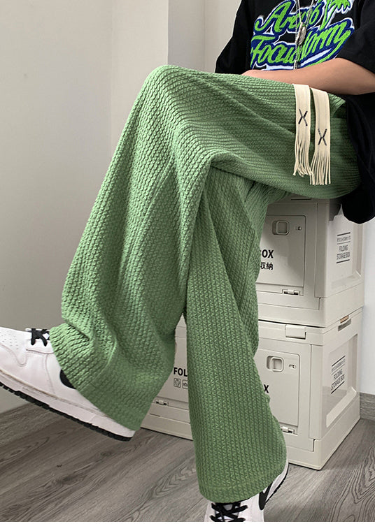Apparel Cotton Oversized Wrinkled Cool Grass Green Pants Men