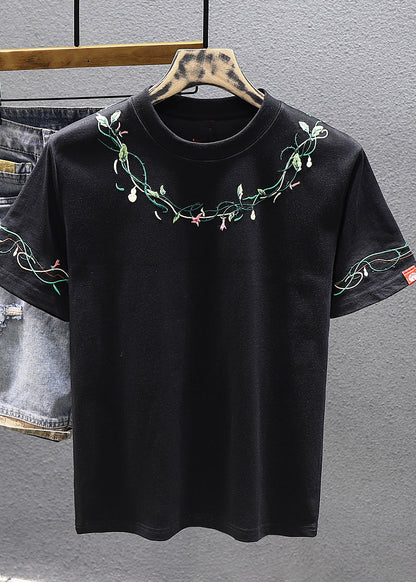 Men Embroideried Shirts Cotton Summer Cool Best White T For