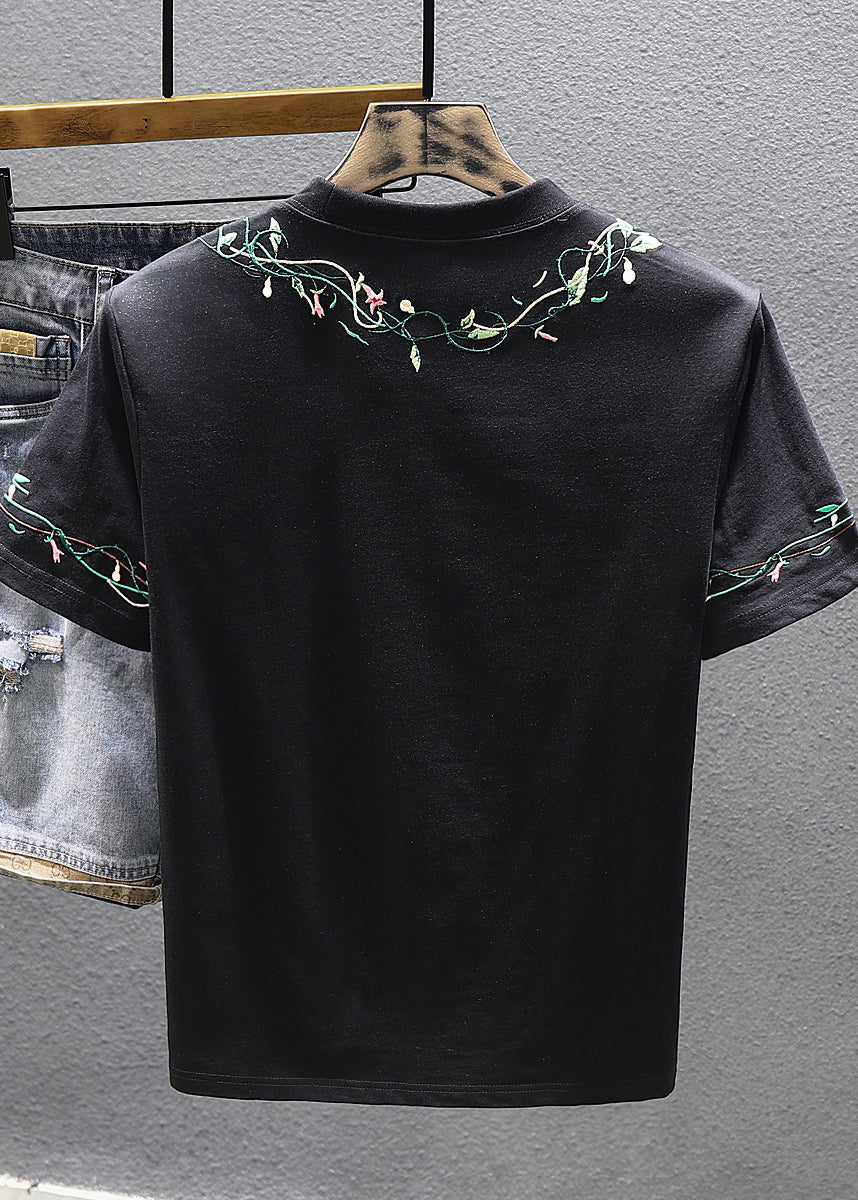 Men Embroideried Shirts Cotton Summer Cool Best White T For