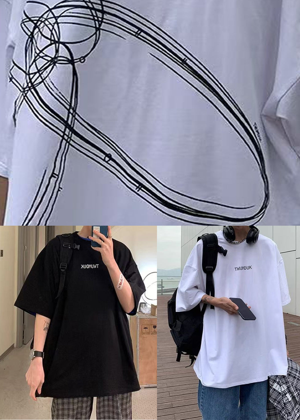 White Men Print Shirt T O-Neck Summer Cotton Cozy