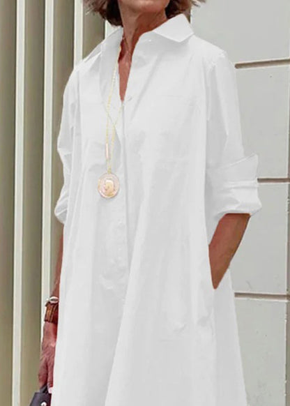 Long Border Simple Loose Peter Women's White Pan Collar Cross