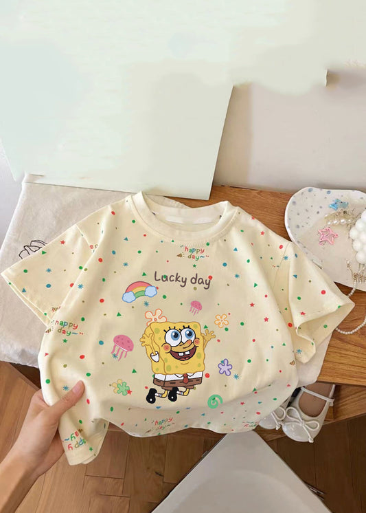 Süßes Apricot Print Patchwork Kinder Top Sommer YU1087