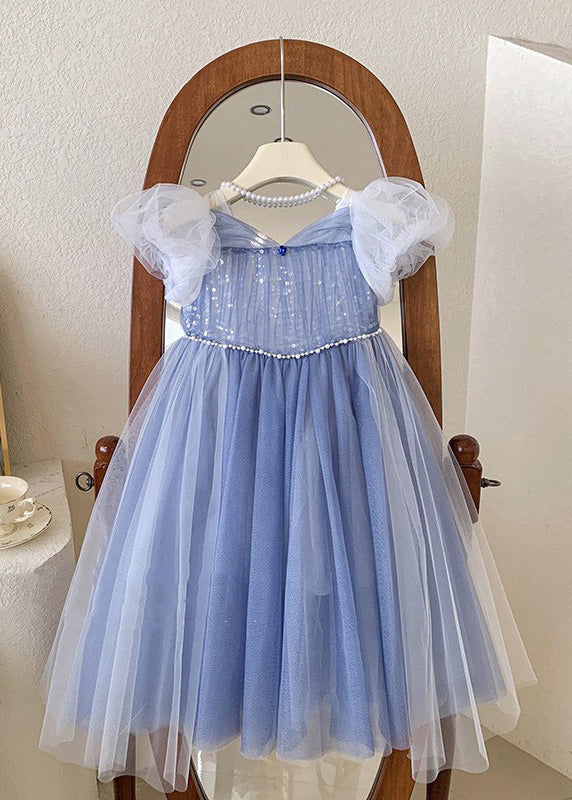 Cute Green Butterfly Tulle Kids Long Dresses Short Sleeve YE002