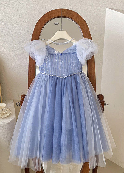 Cute Green Butterfly Tulle Kids Long Dresses Short Sleeve YE002