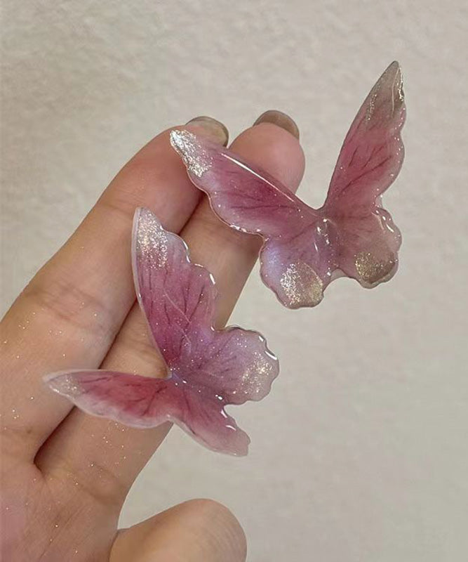 Cute Pink Butterfly Zircon Stud Earrings WQ015