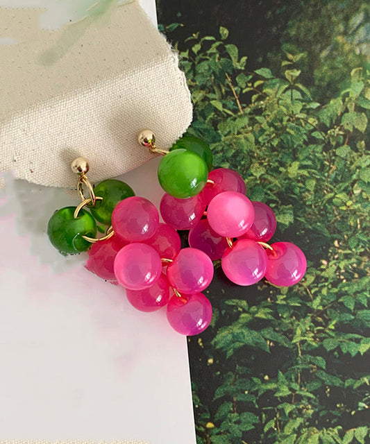 Drop Earrings Cat's Grape Alloy Pink Cute Copper Resin Eye Stone