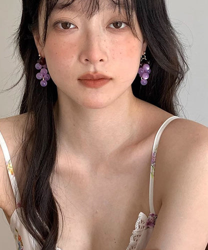 Drop Earrings Cat's Grape Alloy Pink Cute Copper Resin Eye Stone