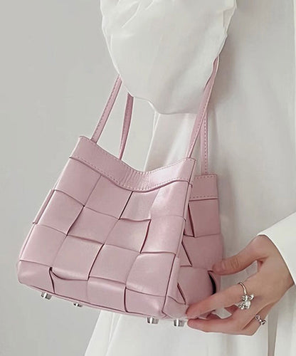 Sac à main en similicuir tressé rose mignon UU1072