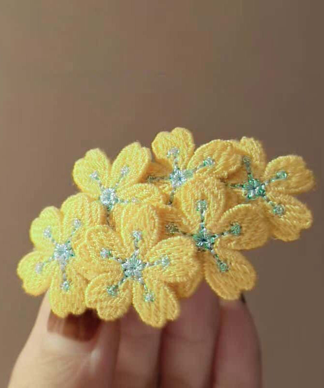 Cute Hairpin Pink Embroidery Knit Floral