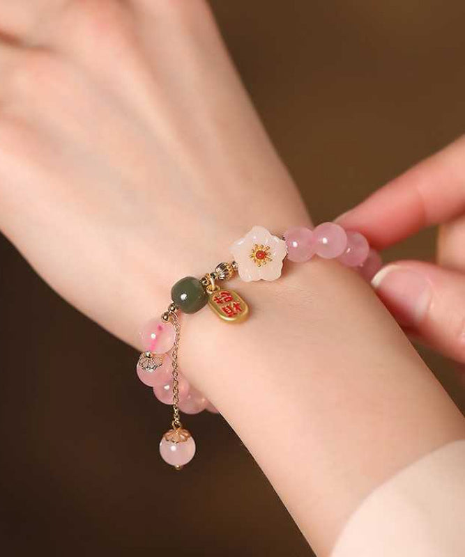 Crystal Charm Alloy Silver Pink Peach Sterling Blossom Cute