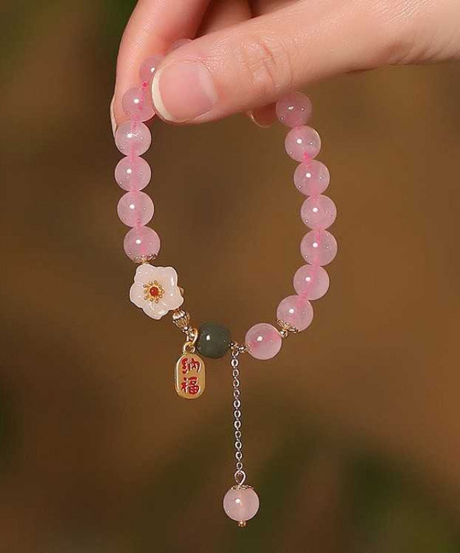 Crystal Charm Alloy Silver Pink Peach Sterling Blossom Cute