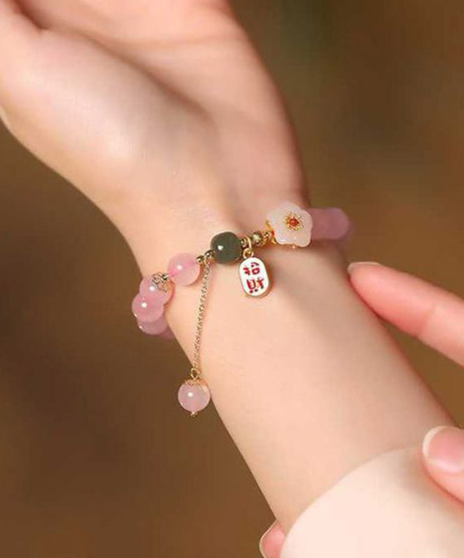 Crystal Charm Alloy Silver Pink Peach Sterling Blossom Cute