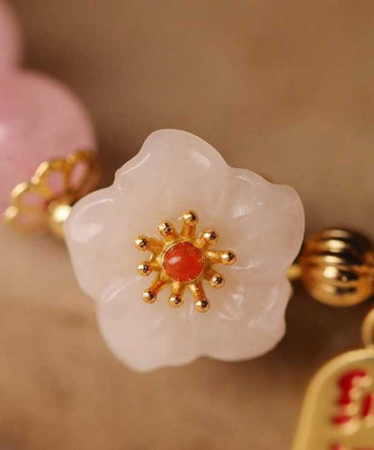 Crystal Charm Alloy Silver Pink Peach Sterling Blossom Cute