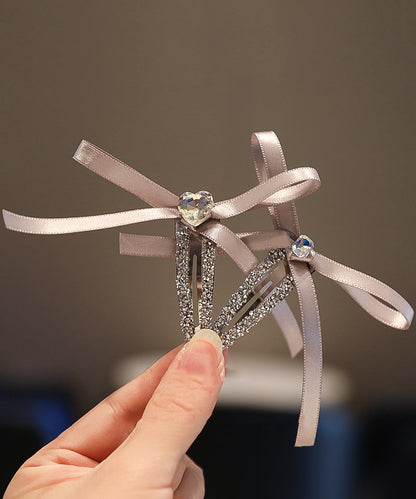 Art Cute Bow Zircon Fabric Purple Hairpin