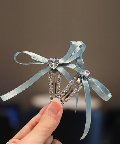 Art Cute Bow Zircon Fabric Purple Hairpin