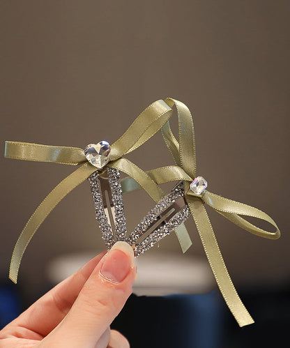 Art Cute Bow Zircon Fabric Purple Hairpin