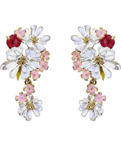 Cute Floral Copper Rainbow Drip Earrings Glaze Drop