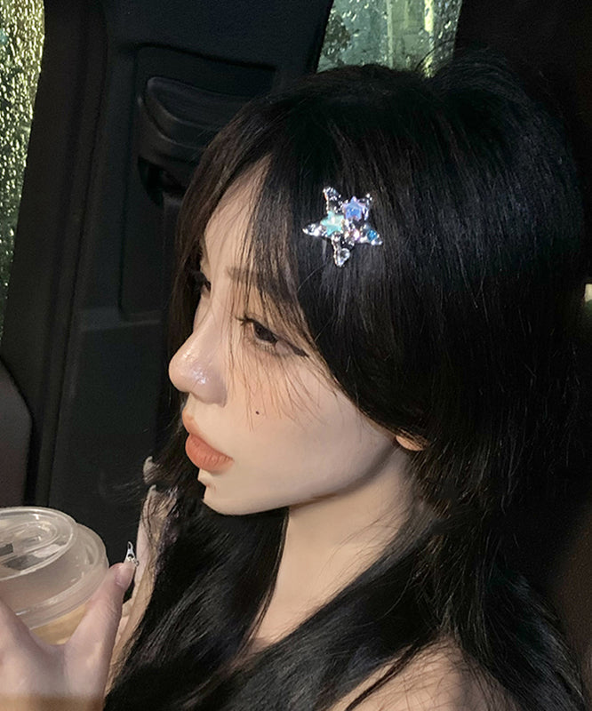 Metal Alloy Crystal Pair Cute A Rainbow Hairpin Star
