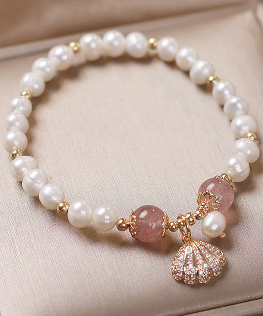 Pearl Bracelet Shell Cute Alloy Red Zircon Charm