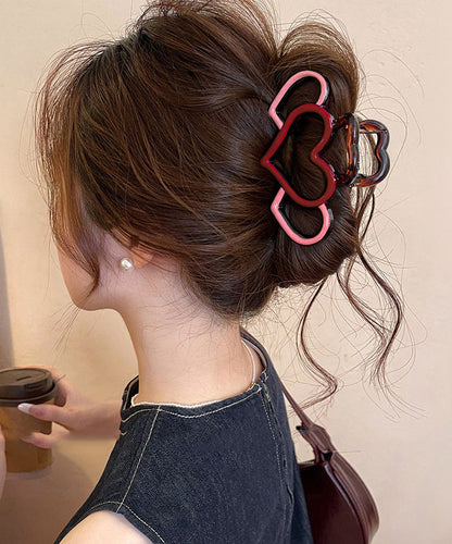 Out Pink Red Hairpin Love Cute Hollow Acrylic