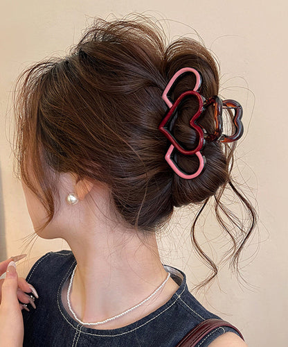 Out Pink Red Hairpin Love Cute Hollow Acrylic