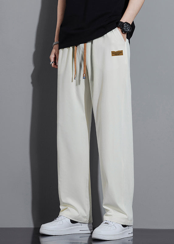 Oversized Cotton Spring Cute Trousers Mens Pants White