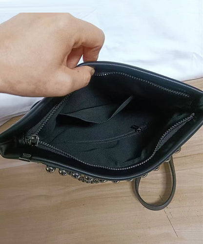 Sac à main en similicuir avec chaîne à rivets noirs DIY UU1091