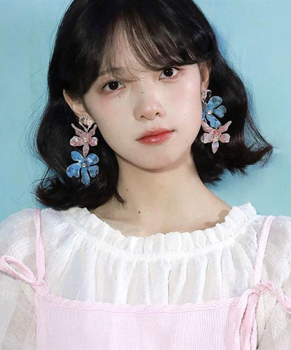 Drop Iris Resin Colorblock Earrings DIY Alloy