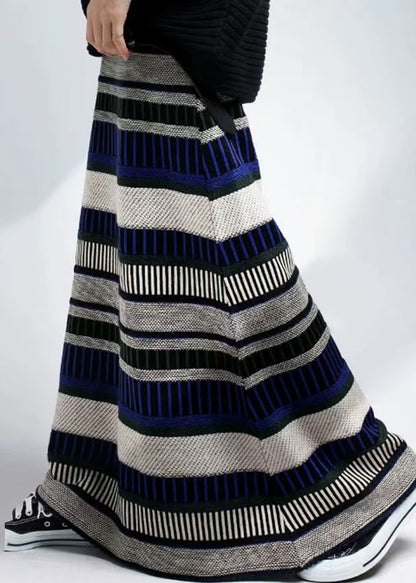 A DIY Skirts Fall Colorblock Line Striped Knit