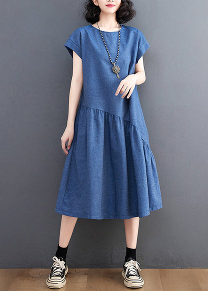 Holiday Patchwork Navy Dress Summer DIY Asymmetrical Denim