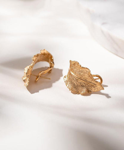 DIY Earrings Leaf Hoop Overgild Sterling Silver Gold