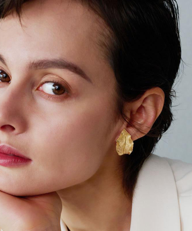 DIY Earrings Leaf Hoop Overgild Sterling Silver Gold