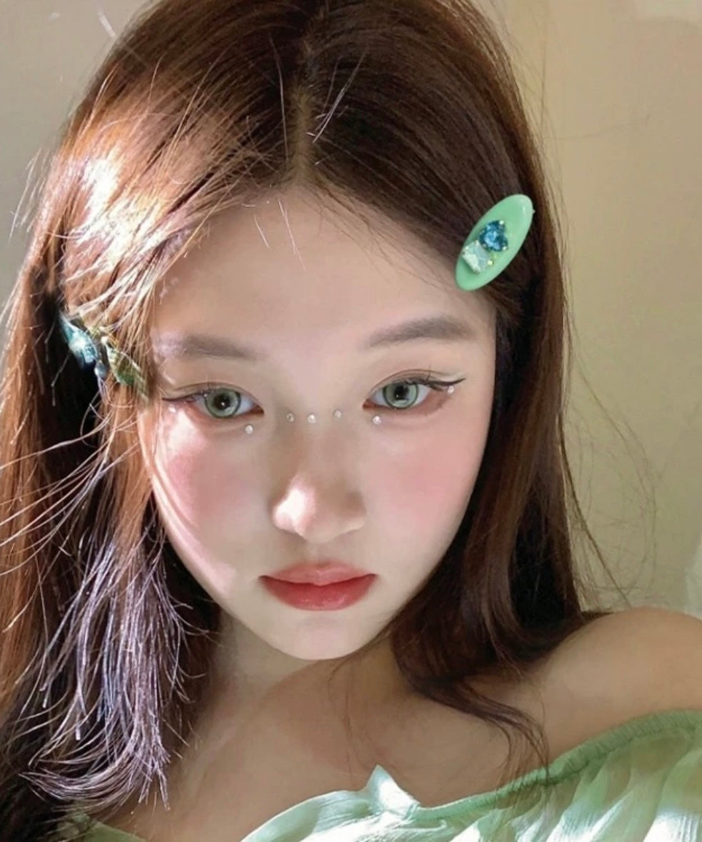A Hairpin Pair DIY Love Green Acrylic Zircon