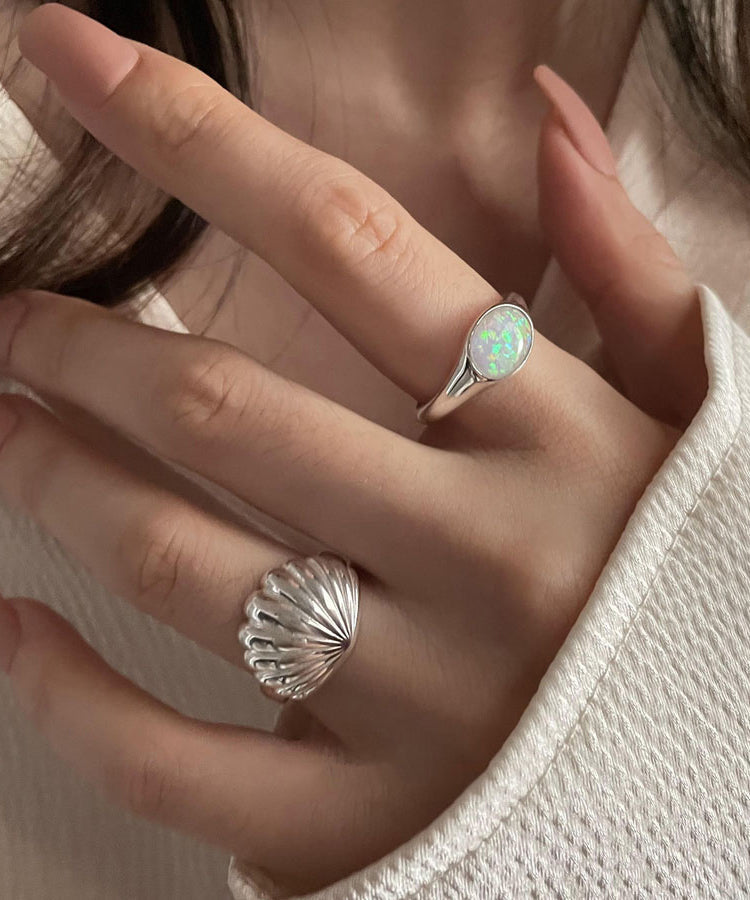 Silk Shell Two-Piece Sterling DIY Silver Rings Set