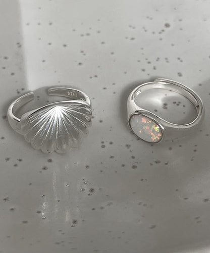 Silk Shell Two-Piece Sterling DIY Silver Rings Set