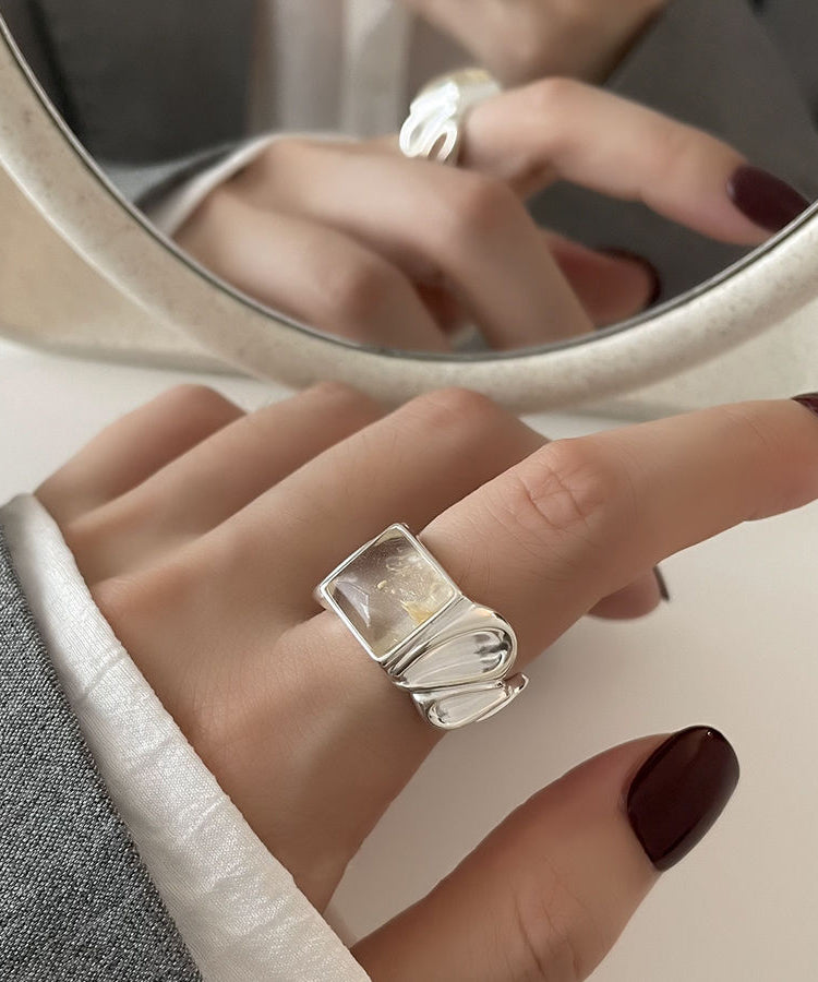 Silk Two-Piece Sugar DIY Rings Wrinkled Set Silver Sterling