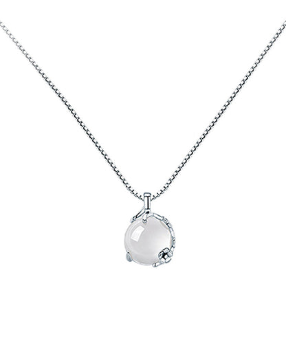 Collier pendentif fleur de prunier en argent blanc et calcédoine à faire soi-même PO011