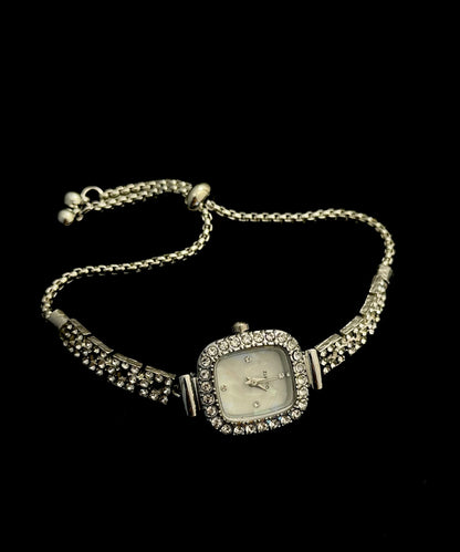 Tassel Zircon Steel White Watches Stainless Square DIY