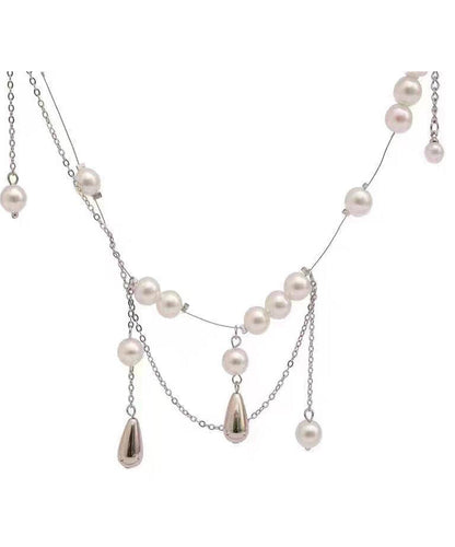 Silver Princess Pearl Water Silk Drop Sterling Tassel Dinner