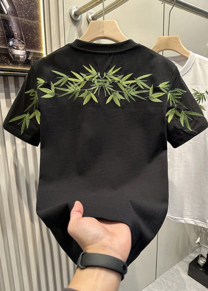 Clothing Men T Embroideried Shirt Diy White Summer Bamboo Casual