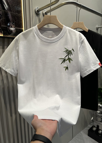 Clothing Men T Embroideried Shirt Diy White Summer Bamboo Casual
