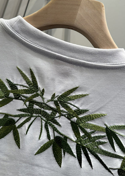 Clothing Men T Embroideried Shirt Diy White Summer Bamboo Casual
