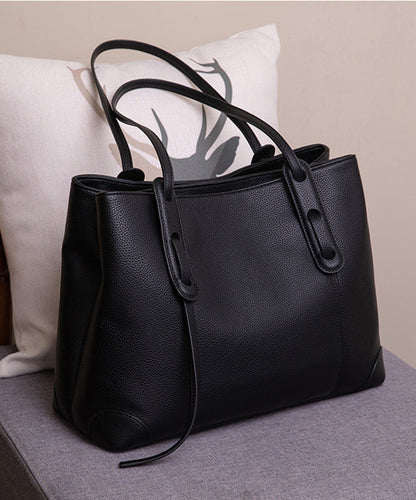 Elegante schwarze Handtasche aus Kunstleder mit Reißverschluss UU1085