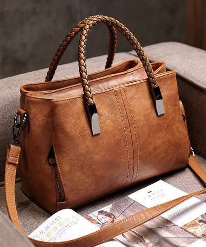 Leather Elegant Brown Handbag Durable Tote Solid Calf