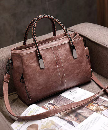 Leather Elegant Brown Handbag Durable Tote Solid Calf